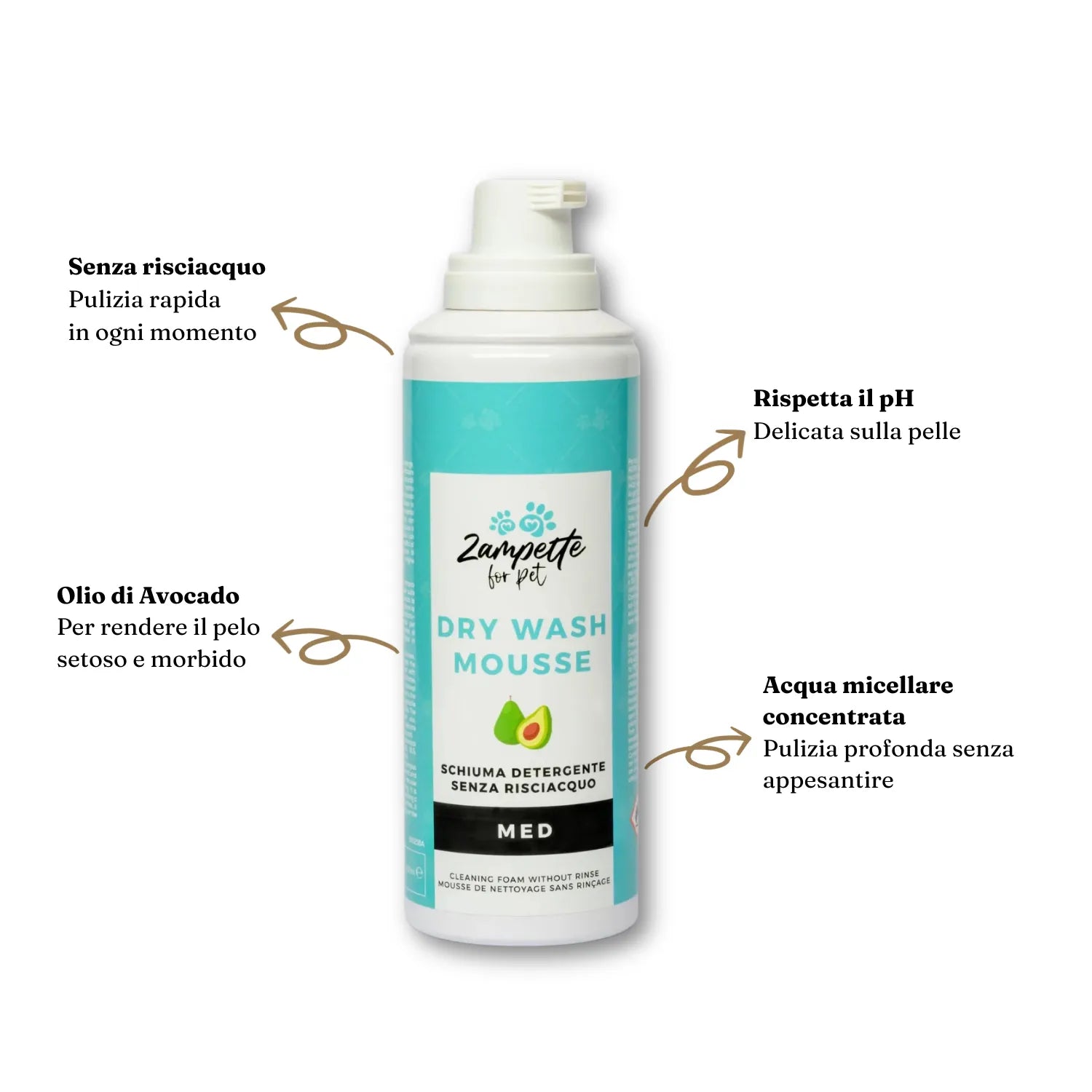 schiuma senza risciacquo per animali